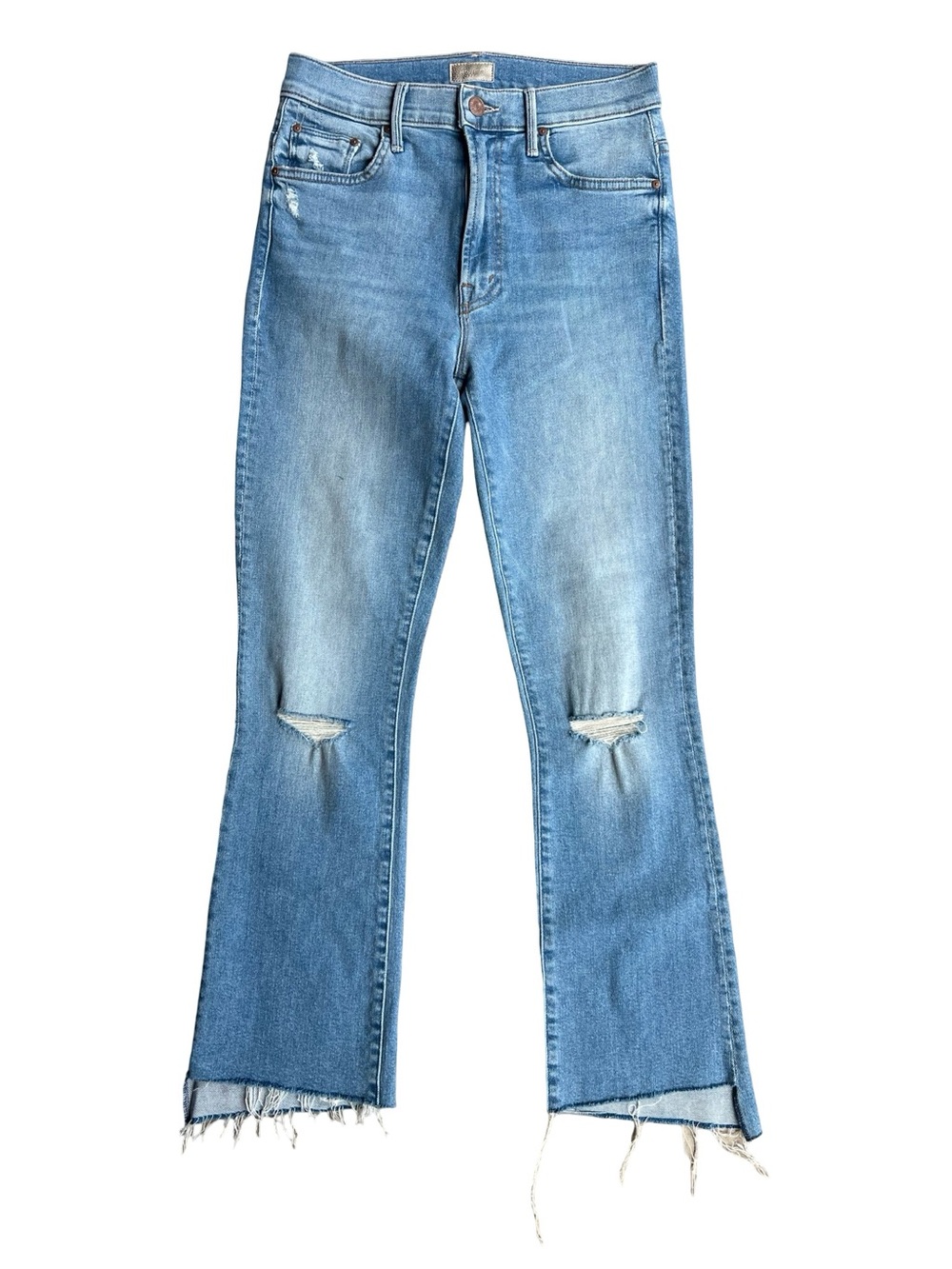MOTHER $248 The Insider Crop Step Fray Jeans Distressed High-Rise Stretch Sz 27